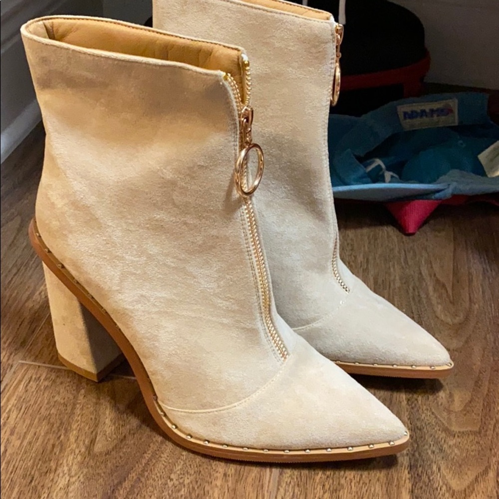 Tan Suede Booties - size 10 - NEVER BEEN WORN